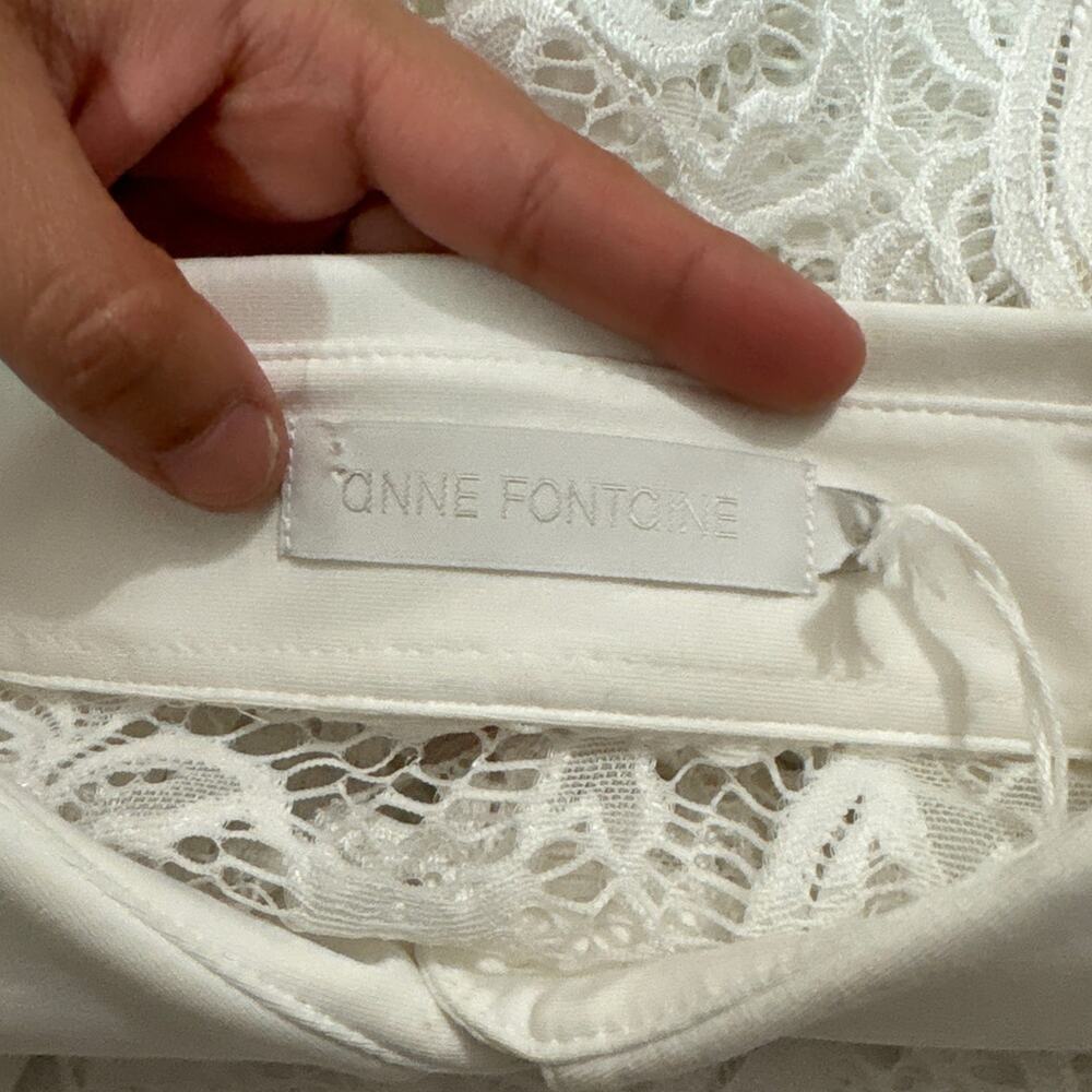 NWT Anne Fontaine Womens 42 US 10 Lys Shirt White Lace Blouse Career Designer - Picture 8 of 14